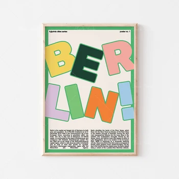 Berlynas spausdinimui sienos menas | versija Spausdinimui spalvinga Berlyno spausdinti | Berlin kelionės plakatas digital download | Vidurio amžiaus šiuolaikinio meno pr